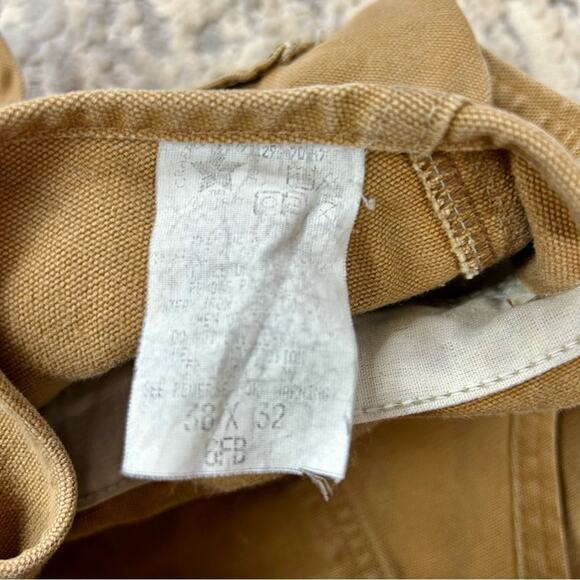 Vintage Carhartt Brown Duct Bib Overalls 1996 Union Made 38x32 6FB - Picture 4 of 8